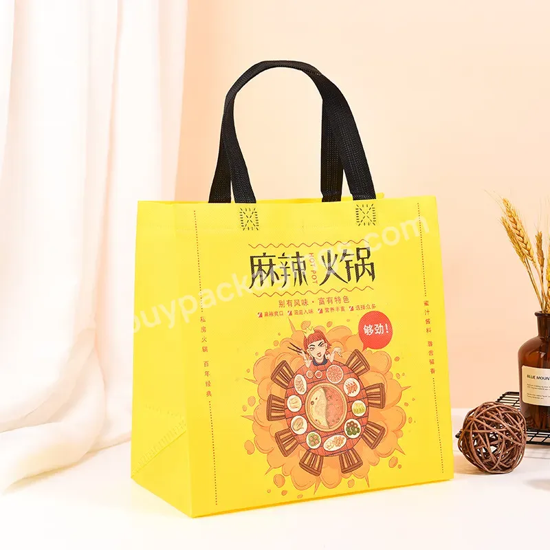 Custom Printing Spot Customized Popular Eco-friendly Shopping Waterproof Food Packaging Restaurant Bag Non-woven Handbag