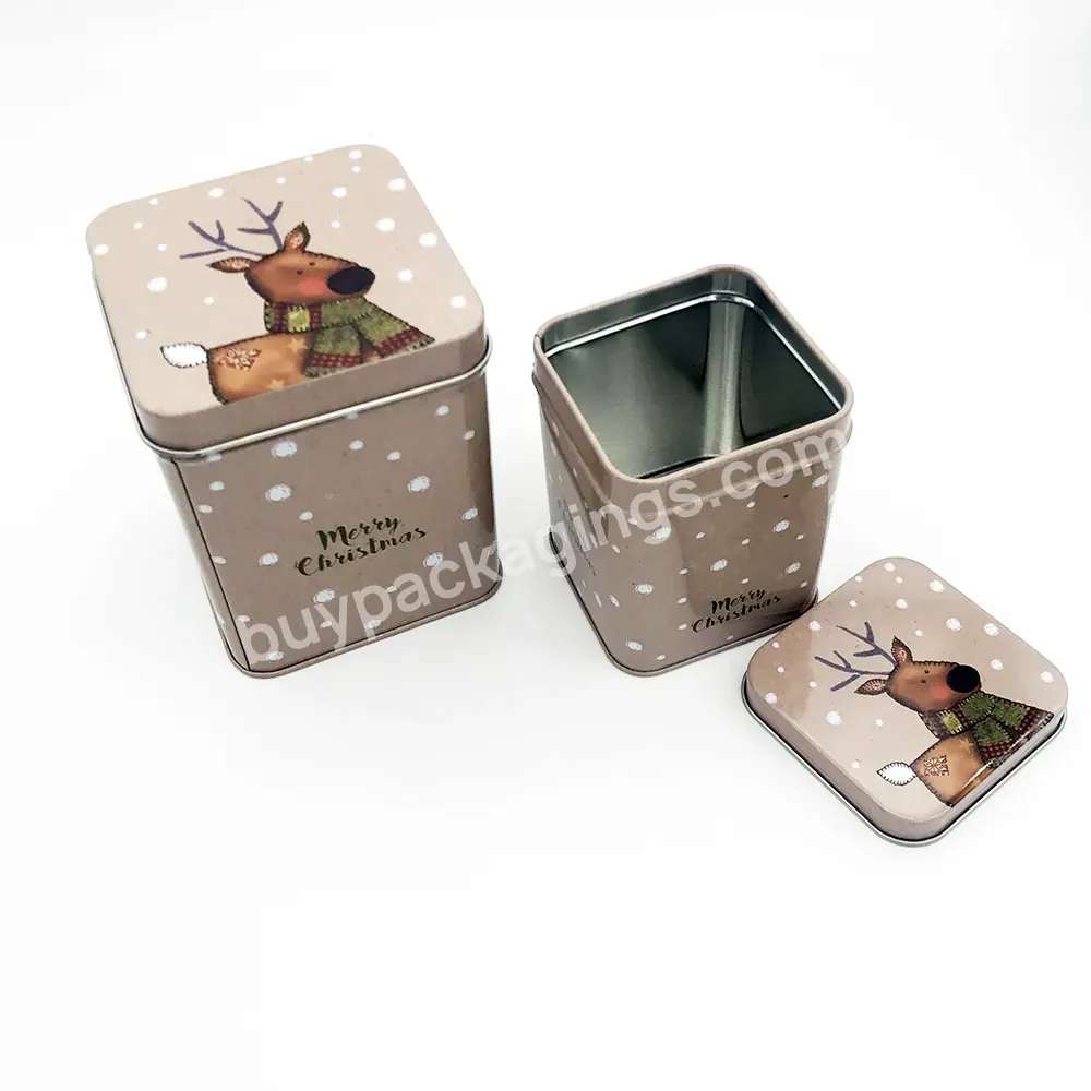 Custom Printing Square Xmas Empty Metal Tin Box