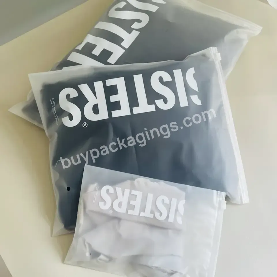 Custom Printing T Shirt Swimwear Frosted Zipper Plastic Packaging Bags For Clothes