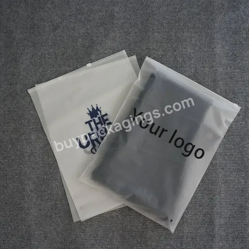 Custom Printing T Shirt Swimwear Frosted Zipper Plastic Packaging Bags For Clothes