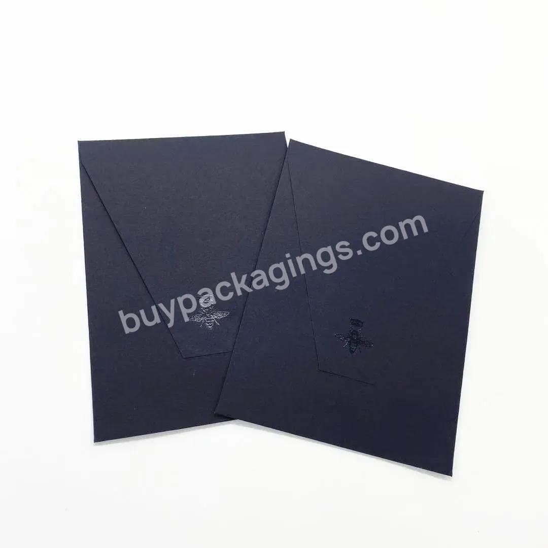 Custom Printing Uv Stamping Foil Logo Matte Uncoated Art Black Small Gift Paper Envelope For Packaging