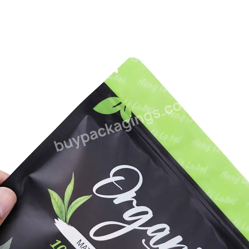Custom Printing Ziplock Gusset Stand Up Green/yellow Color Paper Mylar Pouches Bag For Tea Nuts And Coffee