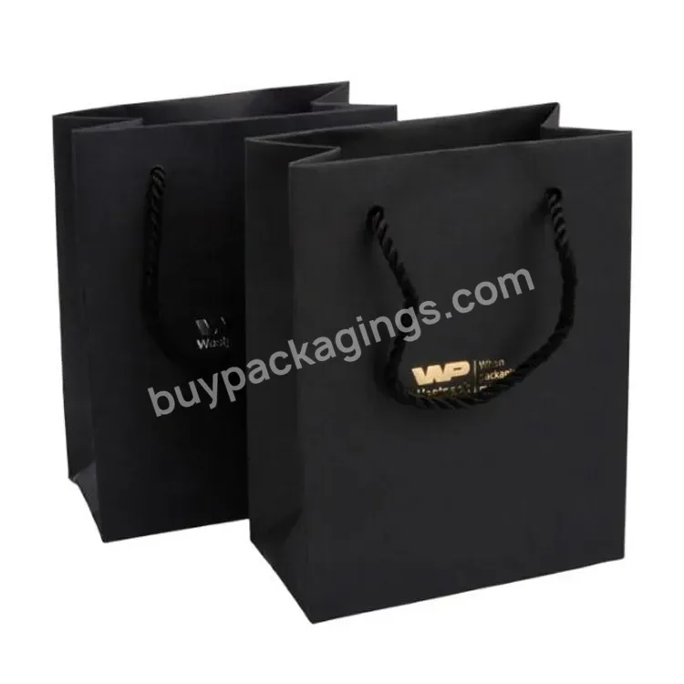 Custom Private Logo Printed Black Big Personalized Luxury Shopping Tote Gift Premium Paper Bags With Handle