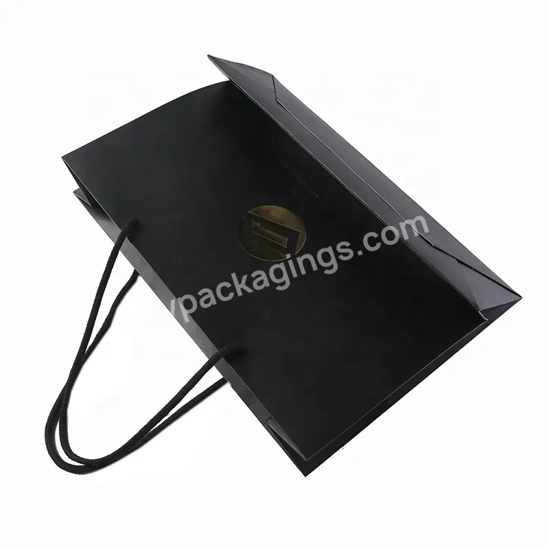 Custom Private Logo Printed Black Personalized Luxury Shopping Tote Gift Paper Bags With Ribbon Handles For Jewelry