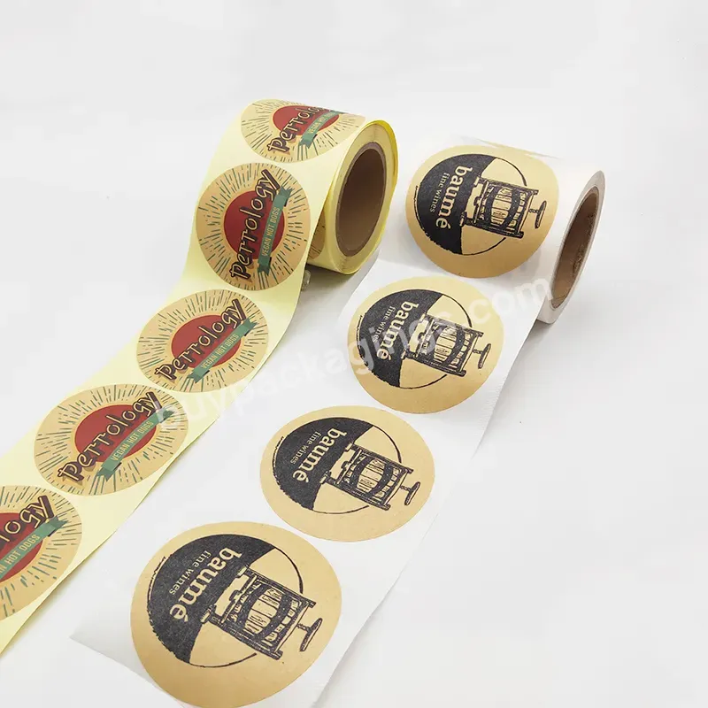 Custom Product Label Kraft Paper Eco With Gold Foil Hot Stamping Label Sticker