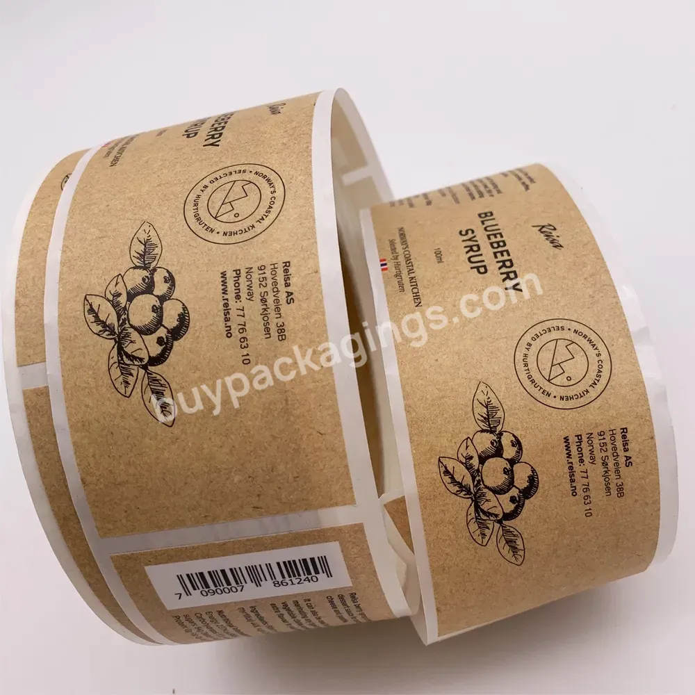 Custom Product Label Kraft Paper Eco With Gold Foil Hot Stamping Label Sticker