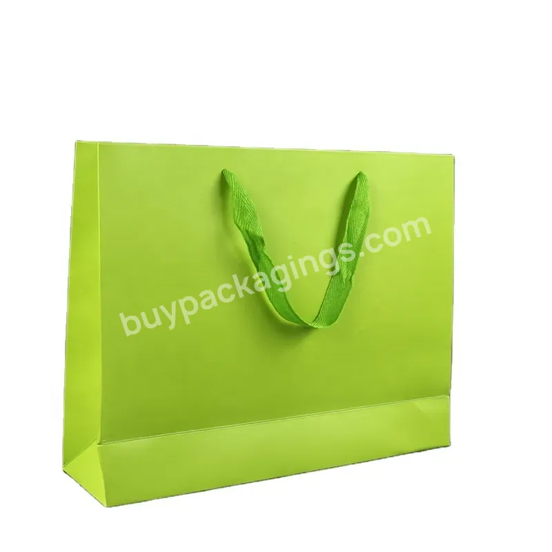 Custom Promotional Green Paper Shopping Bag Logo Print With Handle