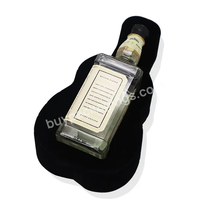 Custom Ps/pvc/pet Plastic Blister Flocking Inserts Tray 700ml Whisky Bottle Black Ps Flocking Blister Tray