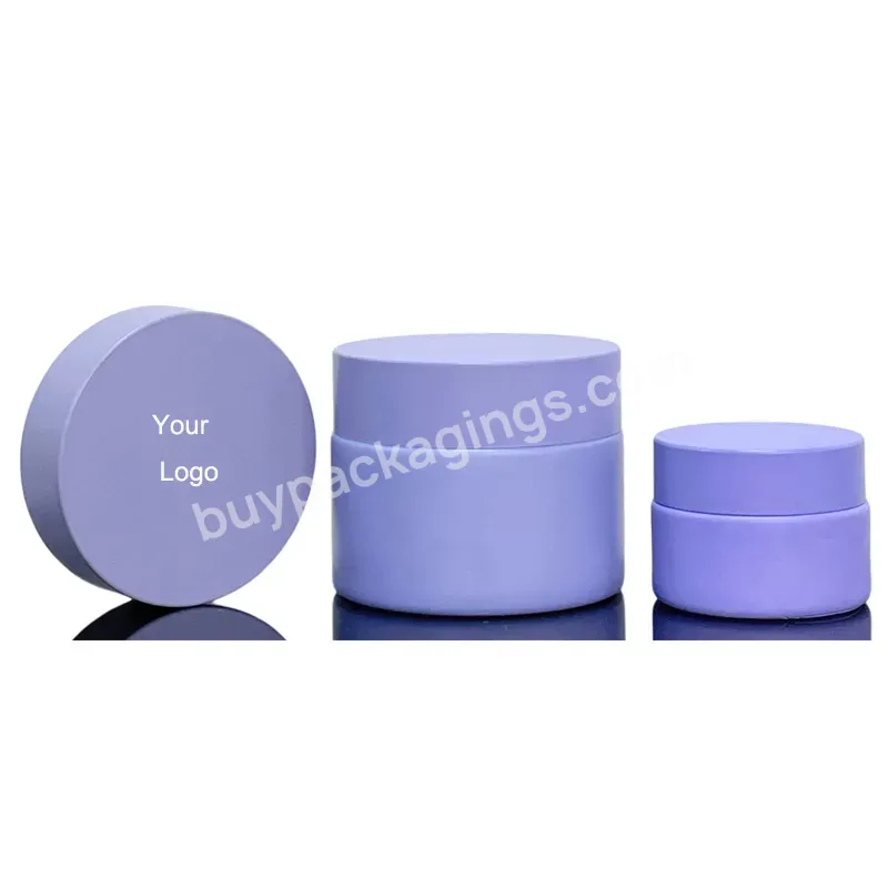 Custom Purple Skincare Packaging Cosmetic Bottle And Jar Round 50g Glass Face Cream Jar 30 Ml Hair Oil Serum Dropper Bottle