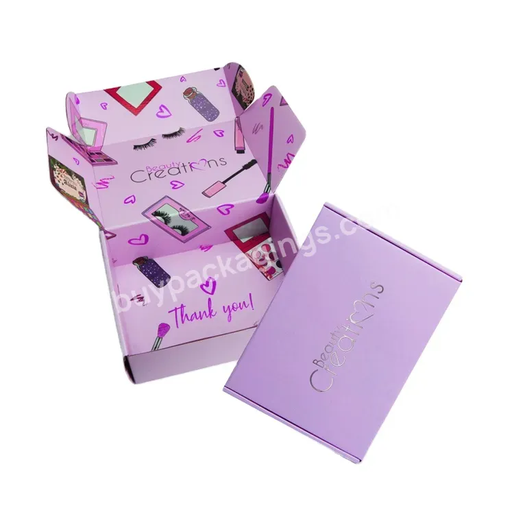 Custom Purple/green Cheap Mailer Box Shipping Box Waterproof Folding Corrugated Paper Cosmetic Box Foil