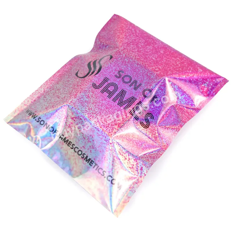 Custom Rainbow Lashes Holographic Mailing Bag Lip Gloss Eyelashes Packaging Bags Lip Glossy Packaging Bags