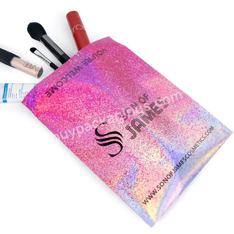 Custom Rainbow Lashes Holographic Mailing Bag Lip Gloss Eyelashes Packaging Bags Lip Glossy Packaging Bags - Buy Custom Rainbow Lashes Holographic Mailing Bag,Logo Customize Poly Mailers Foil Nail File Lip Gloss Eyelash Packaging Bag Self Adhesive St