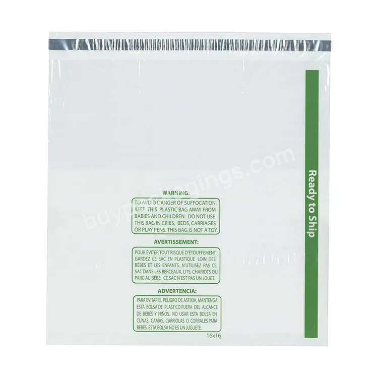 Custom Ready To Ship Wicketed Poly Bags Self Adhesive Clothing Packging With Permanent Adhesive Strip And Suffocation Warning