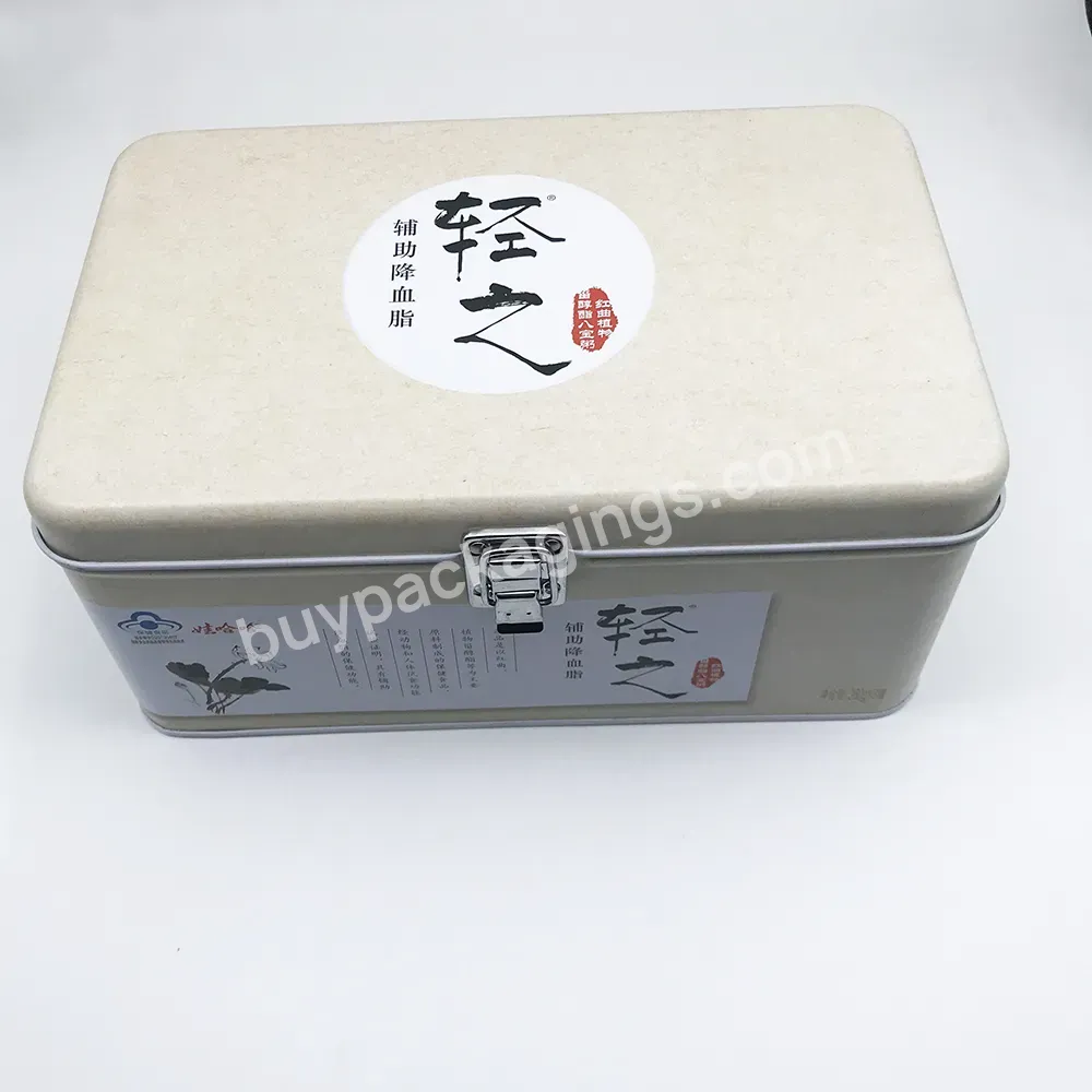 Custom Rectangle Square Biscuit Tin Box With Lock