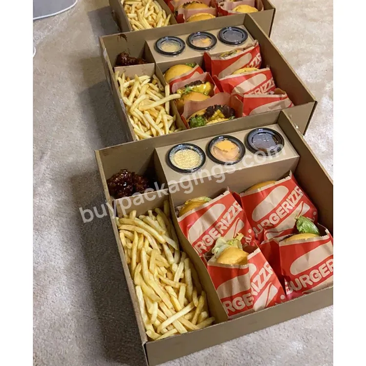 Custom Recycle Disposable Snack Chip Fries Packaging Lunch Paper Baguette Takeaway Charcuterie Grazing Platter Food Box