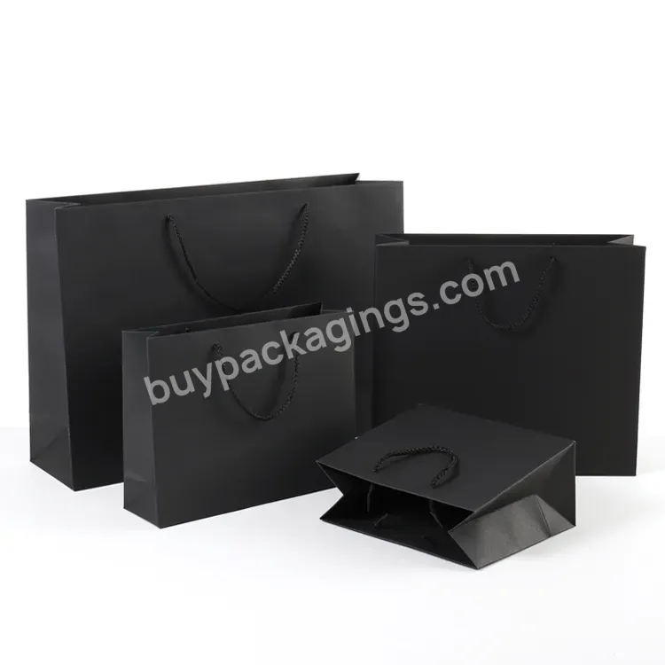 Custom Recycled Kraft Black Printed Clothing Gift Retail Shopping Luxury Paper Tote Bag