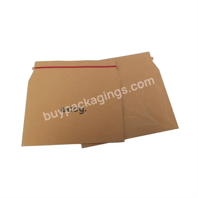 Custom recycled kraft printed expand cardboard paper package shipping envelope Book Rigid Mailer With Self Seal