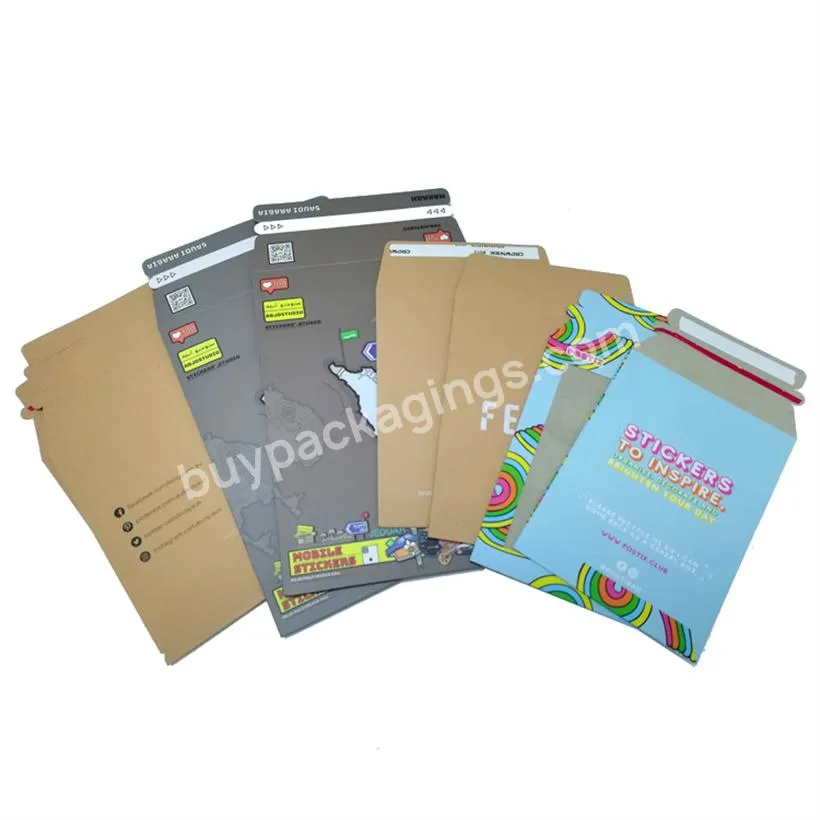 Custom recycled kraft printed expand cardboard paper package shipping envelope Book Rigid Mailer With Self Seal
