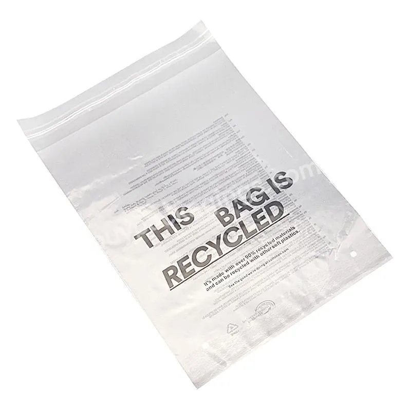 Custom Recycled LDPE GRS Certificate Resealable Clothing Garment Self Seal Plastic Bag Clear Poly Bags With Suffocation Warning