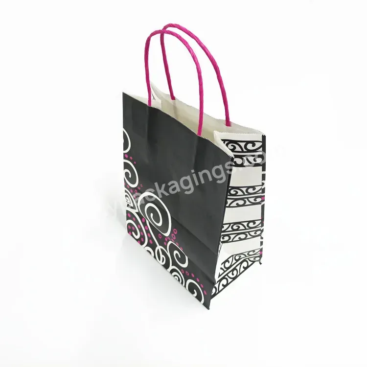 Custom Recycled Luxury Kraft Paper Printed Logo Shopping Packaging Paper Bag With Handle