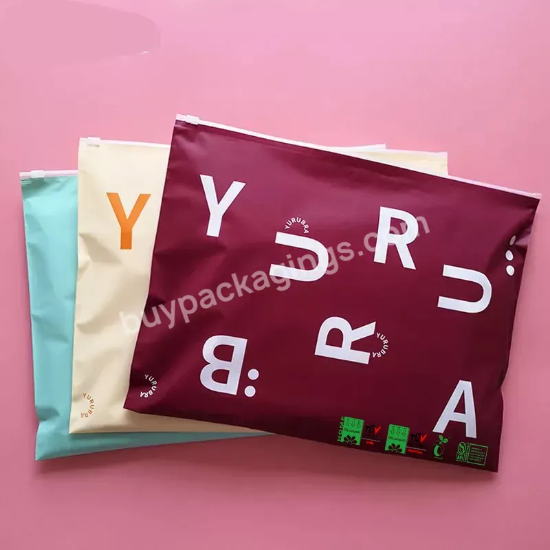 Custom Recycled Pouches Frosted Biodegradable Apparel Ziplock Shipping Clothing Plastic Pvc Zipper Bag Packaging