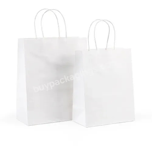 Custom Recycled Printed Logo Recyclable Promotional Art Shopping Gift Brown White Kraft Paper Bags With Twisted Handle