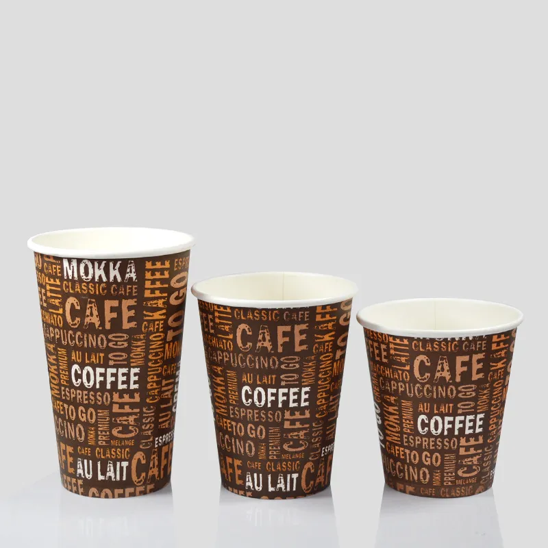 Custom Recycling Disposable Double Wall Kraft White Paper Coffee Tea Paper Coffee Cups