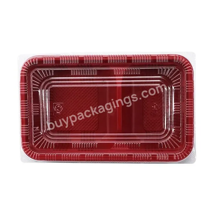 Custom Red Pp 2 Compartment Disposable Food Container Takeaway Food Lunch Box Container Packaging