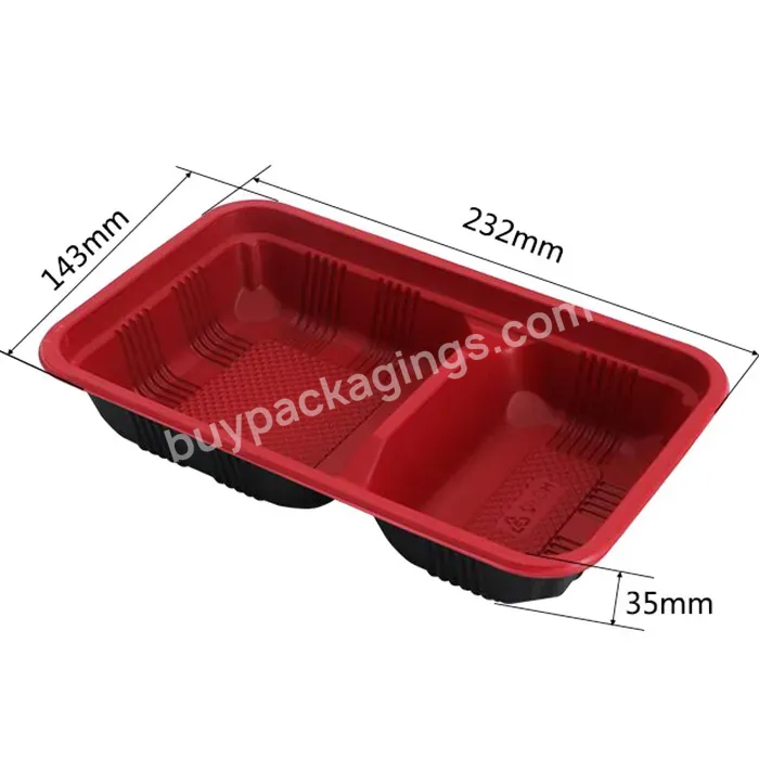 Custom Red Pp 2 Compartment Disposable Food Container Takeaway Food Lunch Box Container Packaging