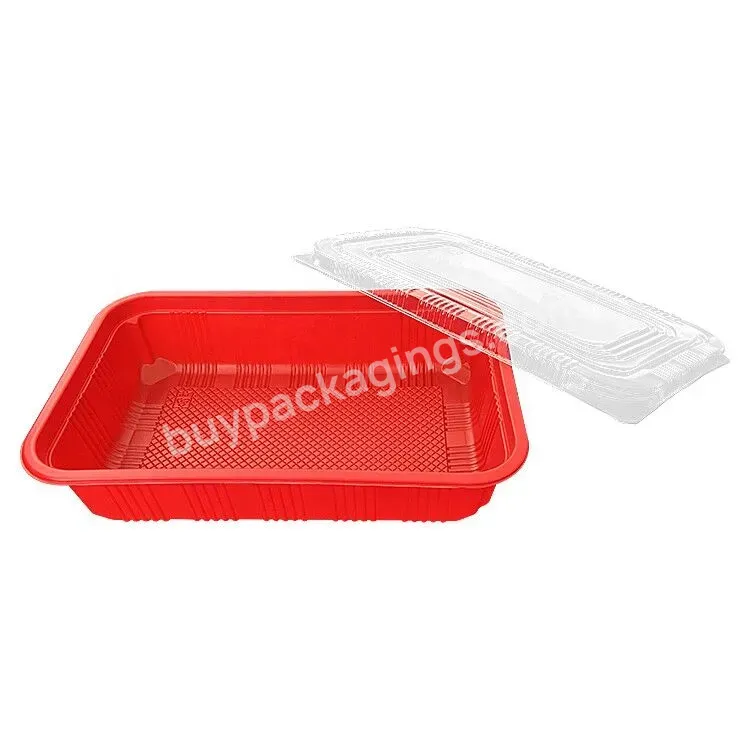 Custom Red Pp Hot Food Takeway 2 Compartment Plastic Lunch Boxplastic Disposable Lunch Box With Lid