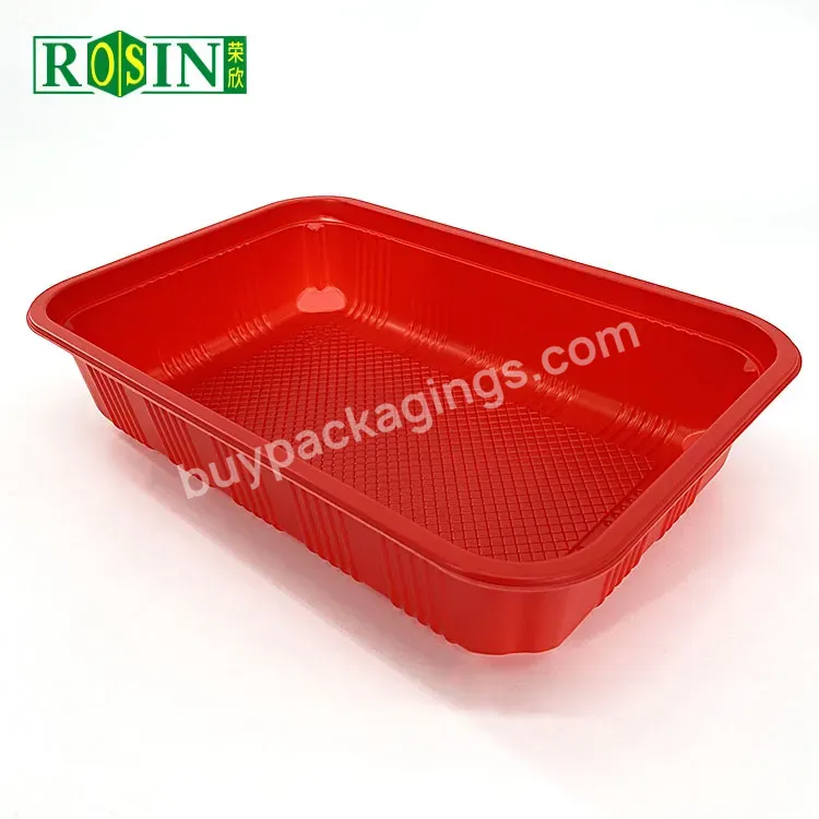 Custom Red Rectangular Food Storage Lunch Box Microwave Meal Prep Disposable Plastic Takeaway Food Container With Lids