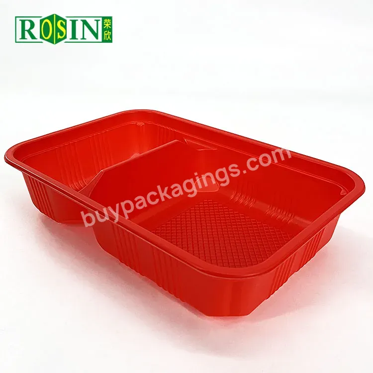 Custom Red Rectangular Food Storage Lunch Box Microwave Meal Prep Disposable Plastic Takeaway Food Container With Lids