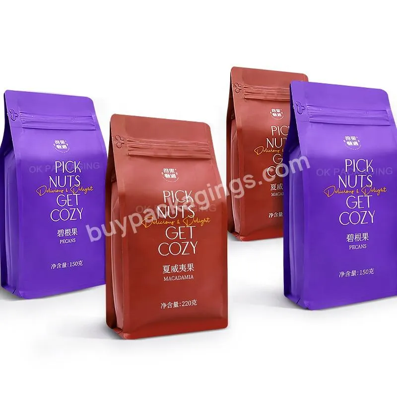 Custom Resealable Food Packaging Bag Dried Fruit Flat Bottom Bags Aluminium Foil Stand Up Zipper Coffee Bags