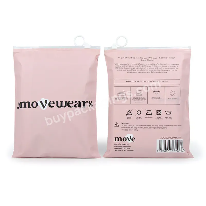 Custom Resealable Frosted Garment Plastic Clothing Underwear Ziplock Zipper Packaging Bags With Your Logo