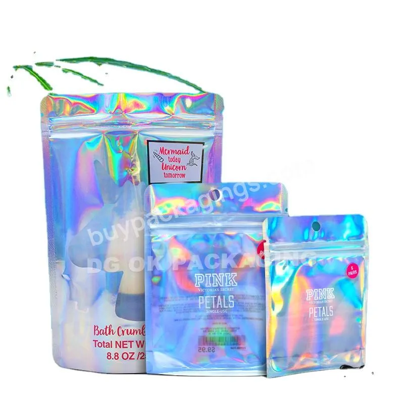 Custom Resealable Mylar Bag Aluminum Foil Clear Zipper Bag Holographic With Zip Lock Bag For Electronic Product