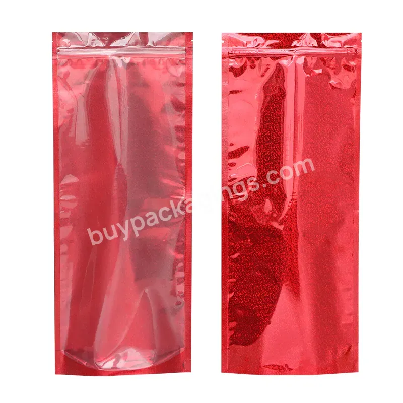 Custom Resealable Transparent Cosmetic Holographic Packaging Bag Stand Up Holographic Makeup Zipper Bag