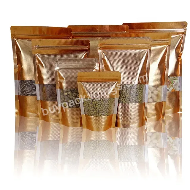 Custom Resealable Zip Lock Brown Foil Aluminized Stand Up Pouch With Bottom Gusset Plastic Mylar Bags Packaging
