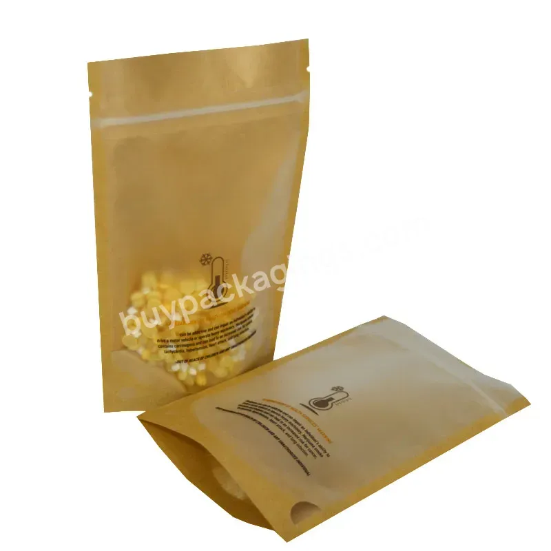 Custom Resealable Zip Lock Stand Up Pouch Kraft Paper Tea Coffee Snack Packaging Bag For Food With Window
