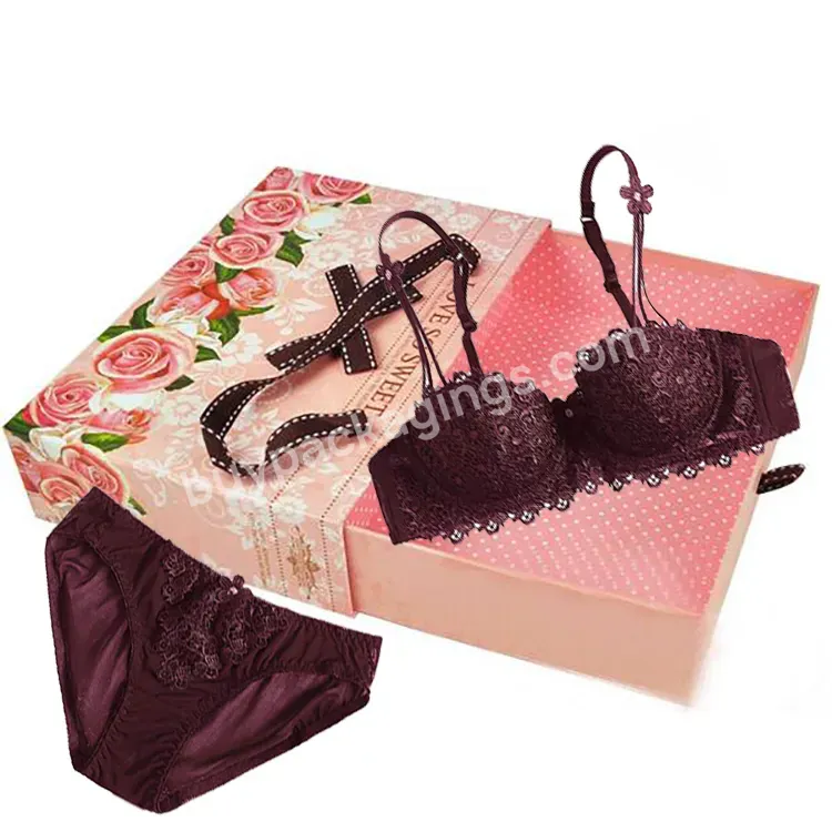 Custom Retail Clothing Underwear Package Bra Gift Kraft Corrugated Packaging Paper Boxes Lingerie Sliding Box For Women
