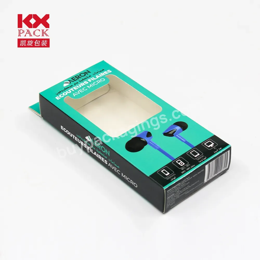 Custom Retail Hanging Charger Data Cable Headset Paper Packaging Box Window Tuck Carton Phone Accessories Packaging Paper Boxes