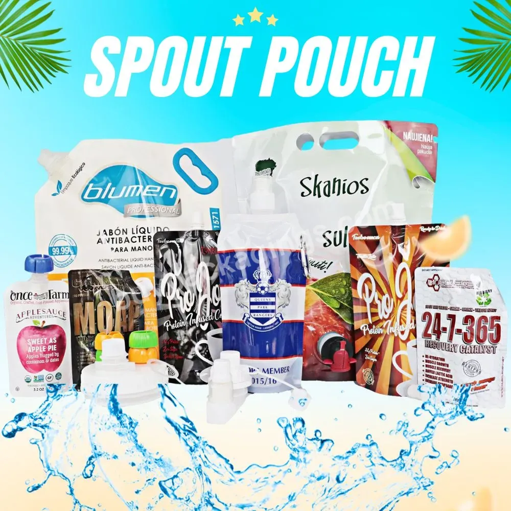 Custom Reusable Stand Up Plastic Colourful Liquid Fruit Juice Pouch Drink Packaging Spout Pouch Bag Juice Doypack With Spout