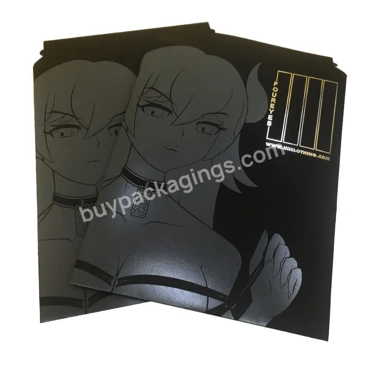 Custom Rigid Black Cardboard Envelopes Mailer Hard Silver Foil Stamping Logo Printed Stay Flat Black Envelopes