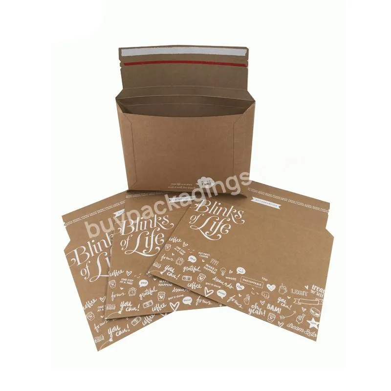 custom rigid kraft gift box luxury white ink logo expandable folding clothing packaging envelope