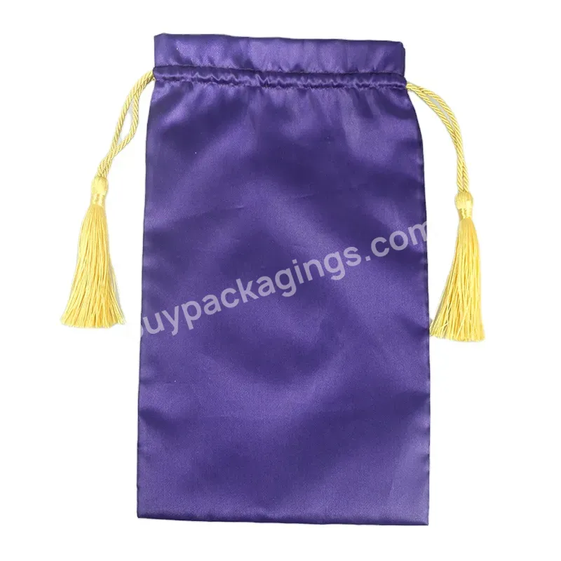 Custom Rose Gold Logo Jewelry Packaging Underwear Satin Dust Pouch Silk Lingerie Drawstring Satin Bag For Hair Bundles