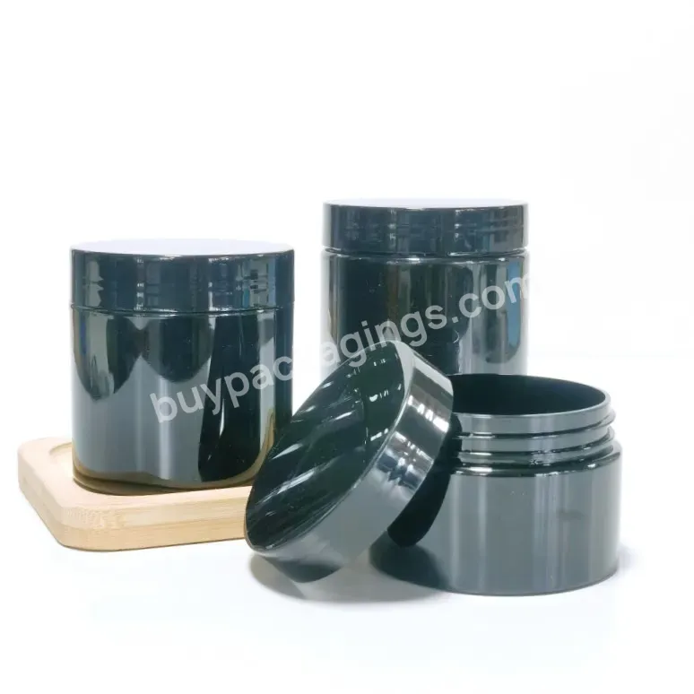 Custom Round Black Plastic Jars With Lids Pet Container For Food Protein Powder Cans Travel Plastic Pet Bottle Storage Jars