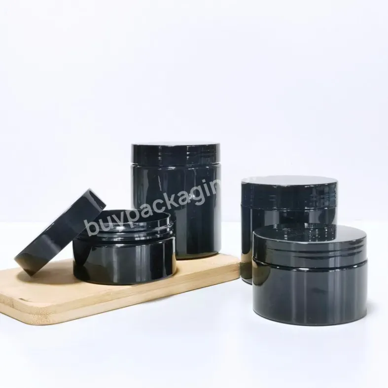 Custom Round Black Plastic Jars With Lids Pet Container For Food Protein Powder Cans Travel Plastic Pet Bottle Storage Jars