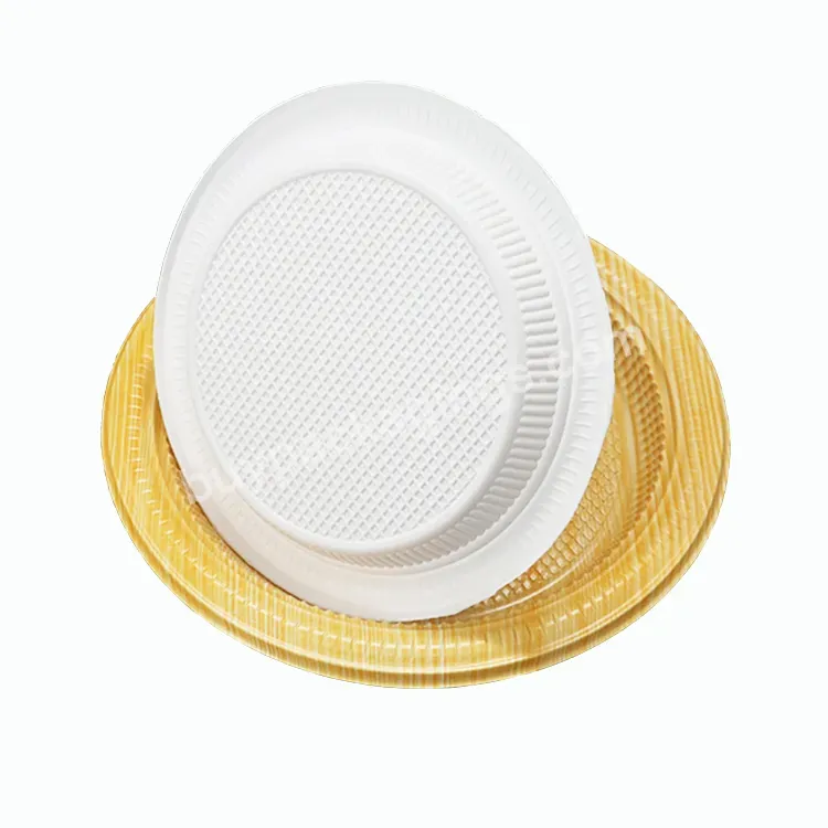 Custom Round Disposable Plastic Tableware Blister Dinner Plate Pp Gold Plastic Wedding Party