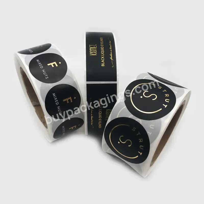 Custom Round Gold Foil Matt White Label Sticker Product Label