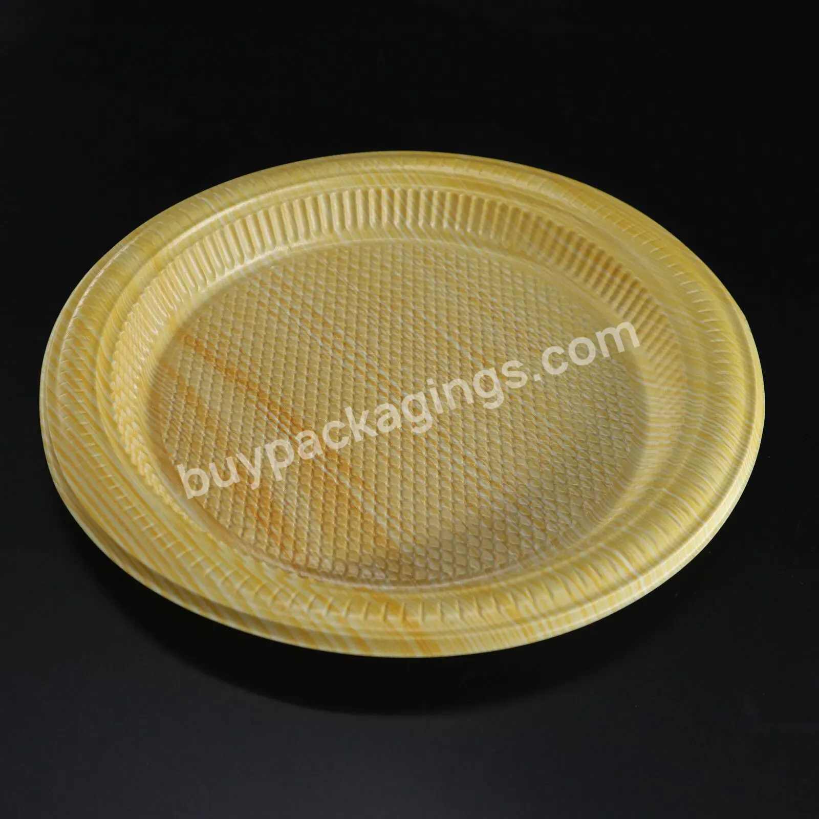 Custom Round Hard Disposable Plastic Gold Food Plate Dishes Manufacturer For Party - Buy Custom Disposable Food Plate,Gold Dishes Manufacturer,Round Disposable Plastic Plate For Party.