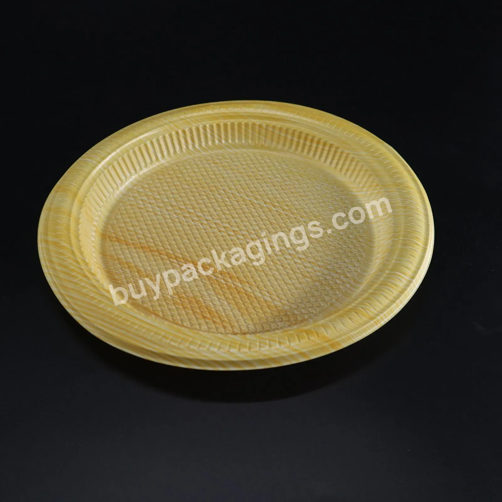 Custom Round Hard Disposable Plastic Gold Food Plate Dishes Manufacturer For Party